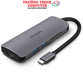 Bộ chia hub type c 3.1 -> usb3.0*2+ hdmi +sd+c female adapter philips dlk5516c/94