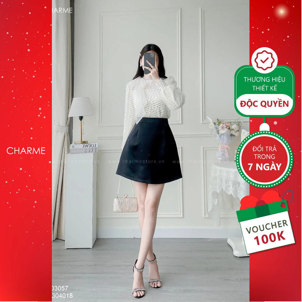 Chân váy chữ A dáng ngắn Charme 304018 Charme Stores