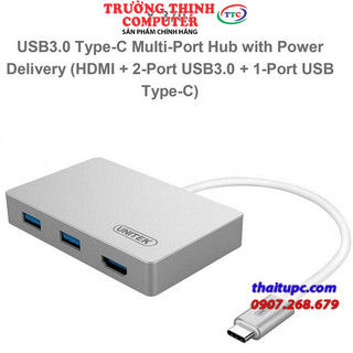 Hub usb 3.0 2 ports+hdmi chính hãng unitek type-c