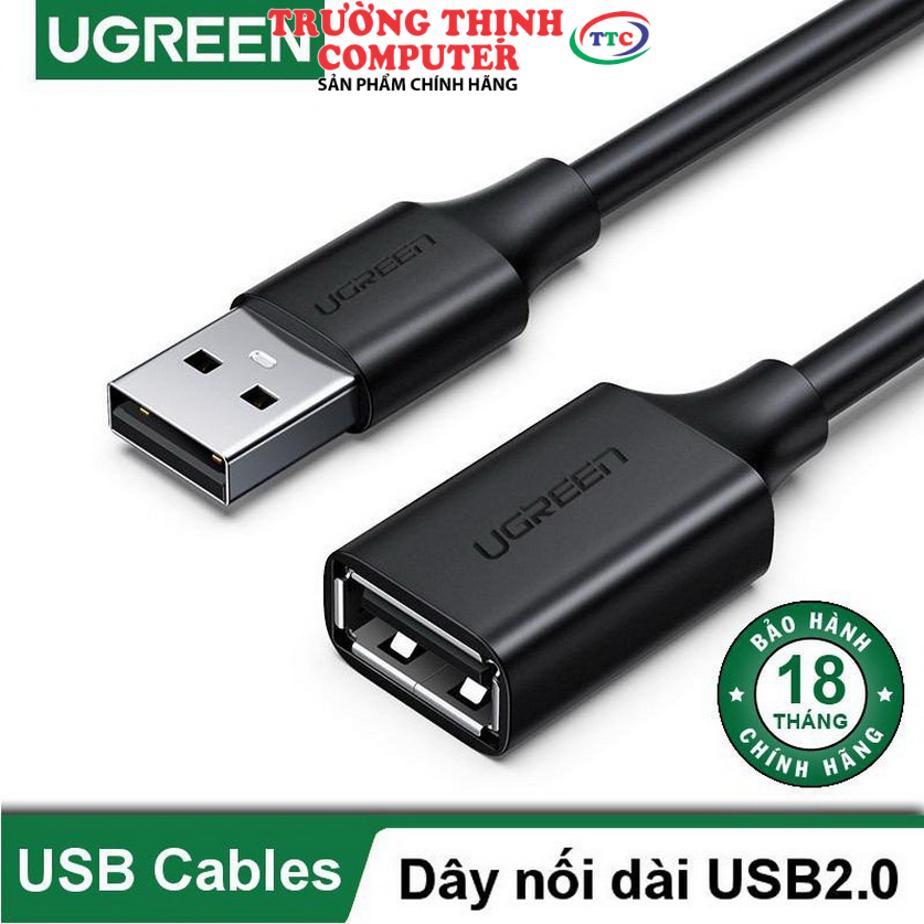 Cáp USB 2.0 nối dài 1,5m, 2m, 3m, 5m chính hãng Ugreen 10315, 10316, 10317, 10318