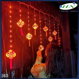 Dây 10 đèn lồng led đỏ may mắn trang trí noel, lễ tết