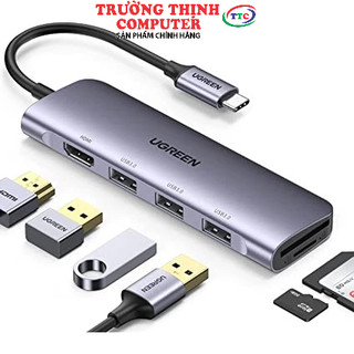 Hub usb type c 6 in 1 to hdmi, usb 3.0, đọc thẻ sd/tf ugreen 70410