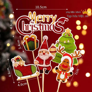 Set Giấy Noel trang trí bánh chủ đề Giáng Sinh, trang trí bánh giáng sinh, mẫu bánh giáng sinh