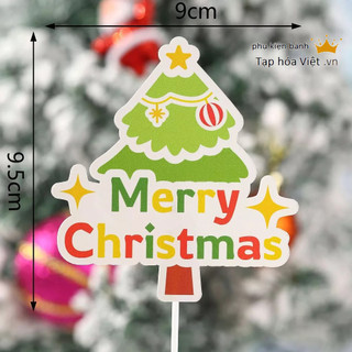 Túi 10 thẻ cắm Noel trang trí bánh kem, set Noel trang trí bánh giáng sinh