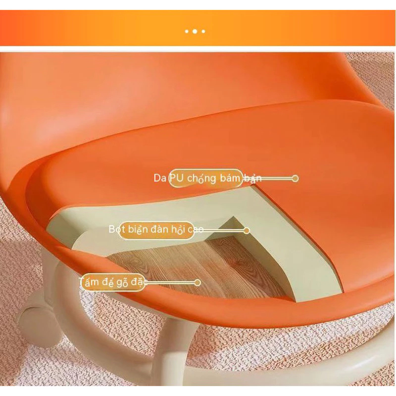 Ghế tựa lăn xoay tròn thấp có bánh xe tiện dụng cho nhà và văn phòng