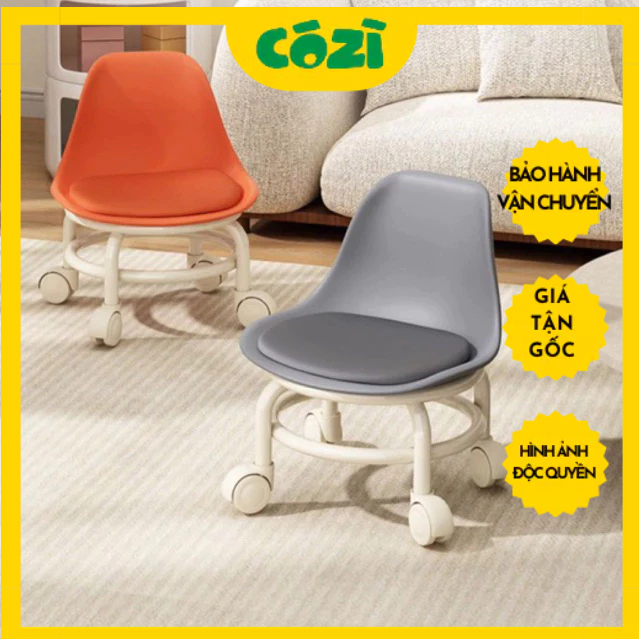 Ghế tựa lăn xoay tròn thấp có bánh xe tiện dụng cho nhà và văn phòng