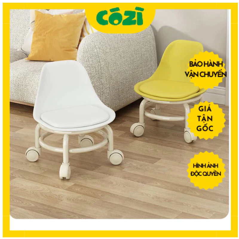 Ghế tựa lăn xoay tròn thấp có bánh xe tiện dụng cho nhà và văn phòng