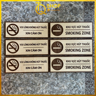 Bảng gỗ NO SMOKING - dán tường kèm băng dính 2 mặt dày đẹp🚧