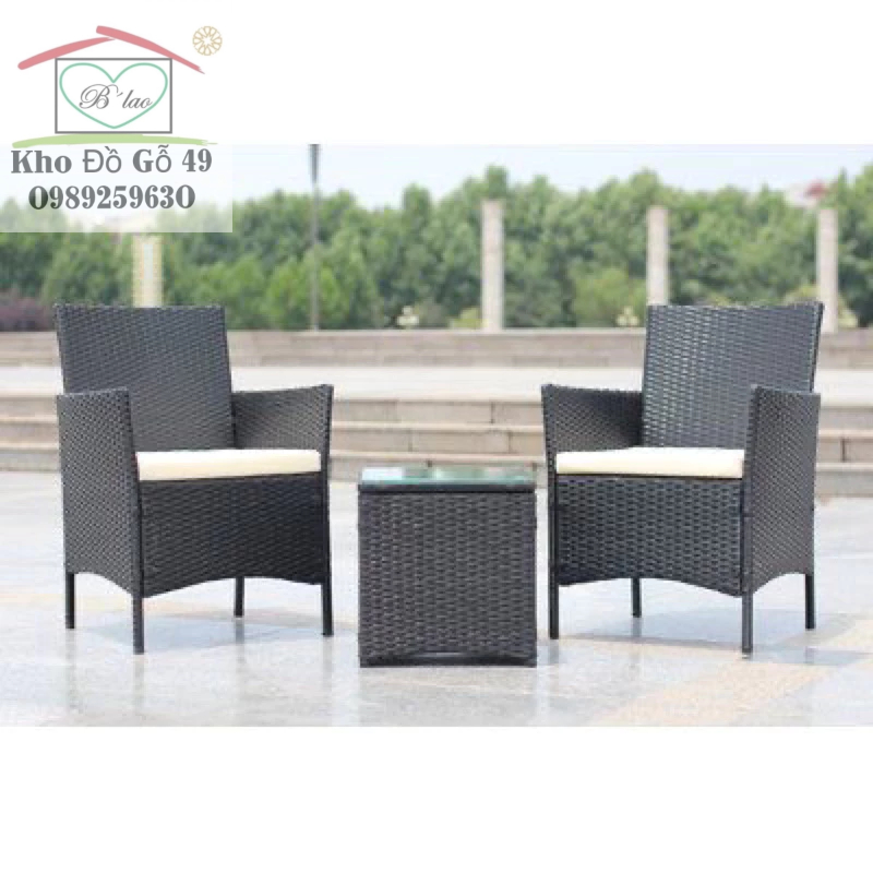 Bàn ghế ban công sân vườn giả mây - Cindy Set 180$