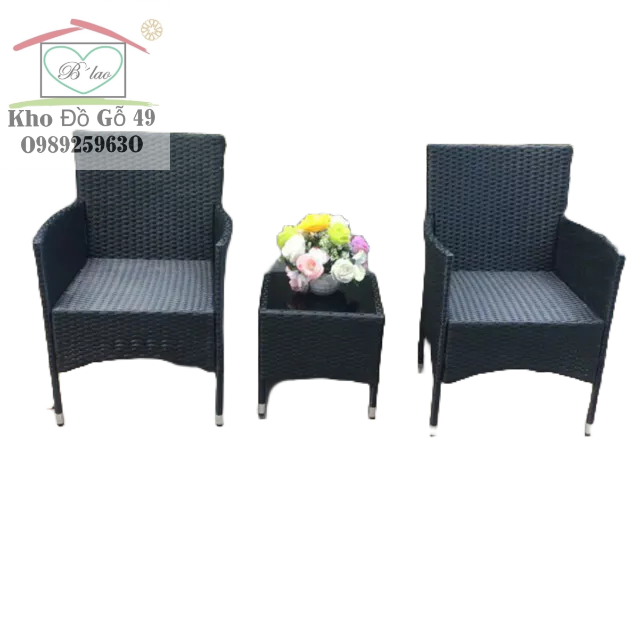 Bàn ghế ban công sân vườn giả mây - Cindy Set 180$