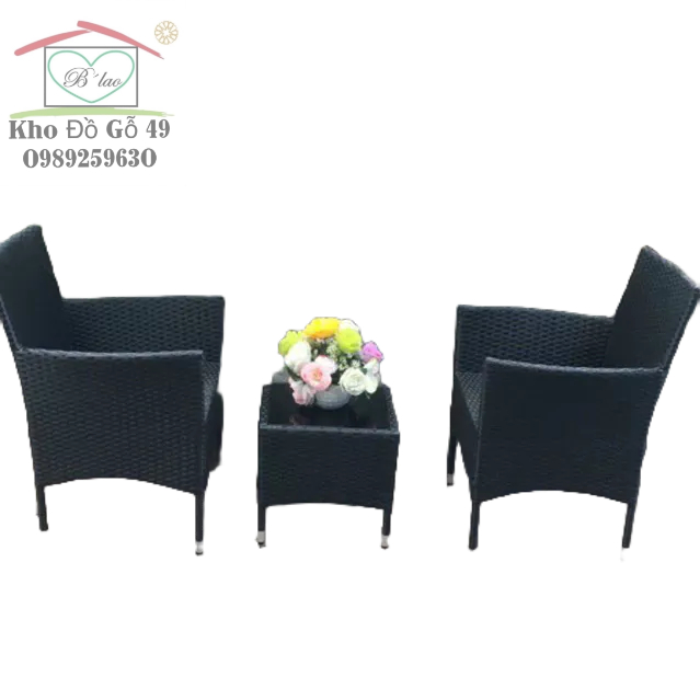 Bàn ghế ban công sân vườn giả mây - Cindy Set 180$