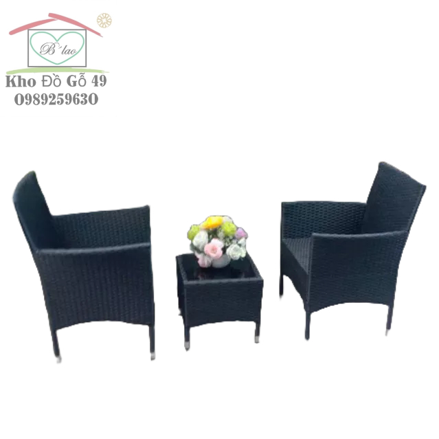 Bàn ghế ban công sân vườn giả mây - Cindy Set 180$