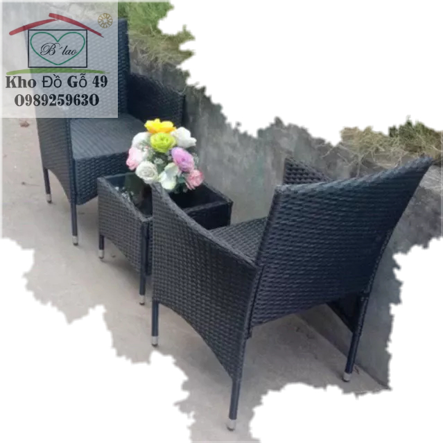 Bàn ghế ban công sân vườn giả mây - Cindy Set 180$