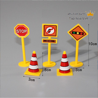 Set Biển Báo TO trang trí bánh, mô hình biển báo giao thông