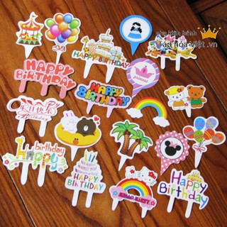 Gói 50 Thẻ Giấy trang trí bánh sinh nhật, thẻ giấy cắm bánh