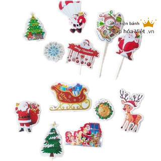 Set hình giấy trang trí bánh chủ đề Noel, trang trí bánh giáng sinh, mẫu bánh giáng sinh