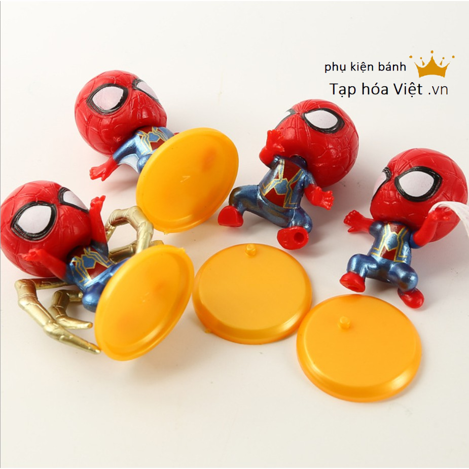 Bộ 8 Siêu Nhân Nhện Nhí Đỏ trang trí bánh, nhện nhựa trang trí