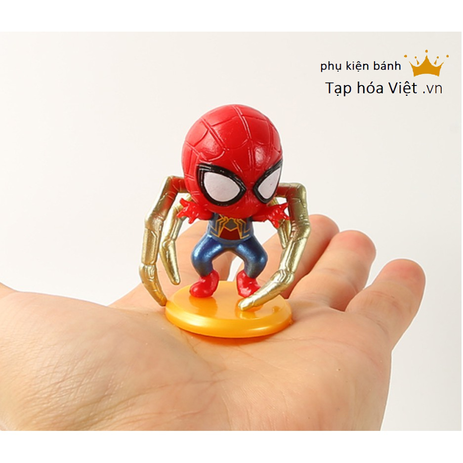 Bộ 8 Siêu Nhân Nhện Nhí Đỏ trang trí bánh, nhện nhựa trang trí