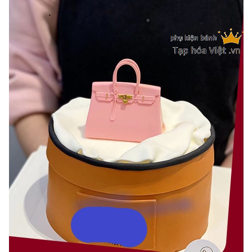 Túi xách nhựa HM trang trí bánh sinh nhật, túi HM trang trí bánh kem, tiểu cảnh