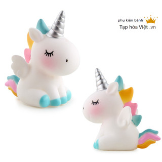 Ngựa 1 Sừng dễ thương trang trí bánh, kì lân ngồi dễ thương, ngựa Unicorn