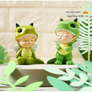Em bé Khủng Long trang trí bánh kem, bé ngủ khủng long nhí