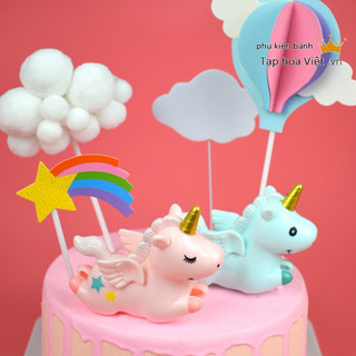 Ngựa Pony có Cánh trang trí bánh sinh nhật, ngựa 1 sừng trang trí