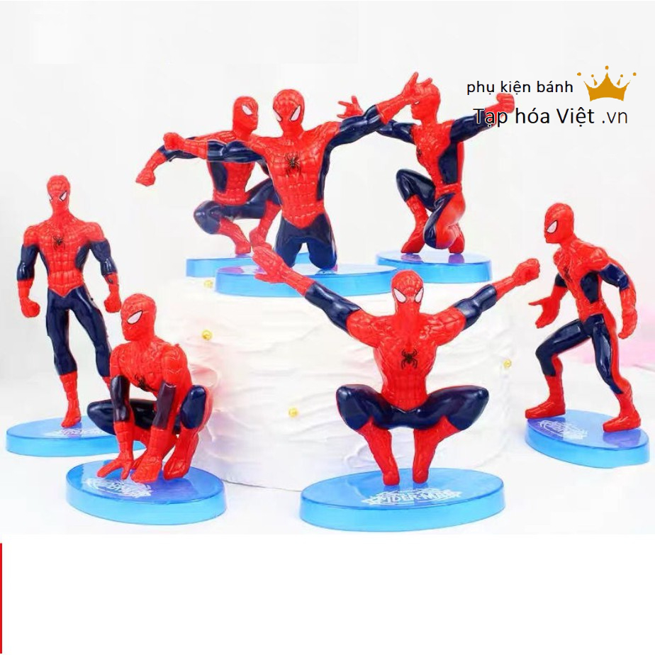 Bộ 7 mô hình siêu nhân người nhện trang trí bánh, topper cake