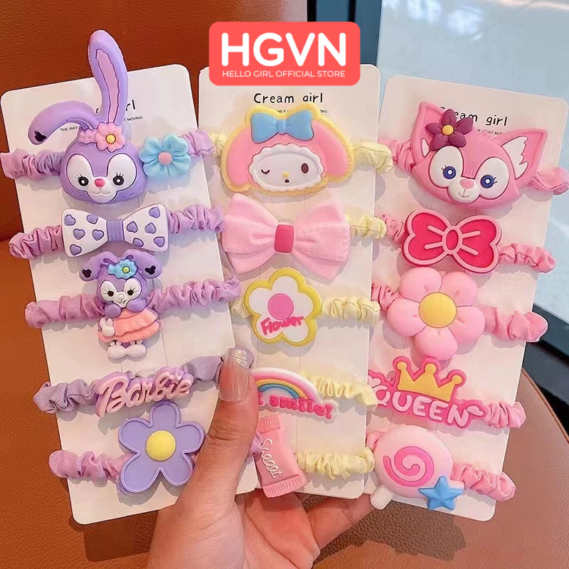 SET 5 Dây Buộc Tóc HGVN Charm Siêu To Đáng Yêu Cho Bé