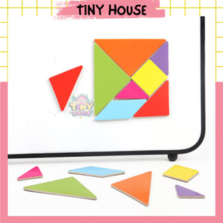 Đồ chơi xếp hình gỗ Tangram nam châm, Xếp hình Tangram nam châm, Xếp hình gỗ Tangram 7 mảnh nam châm