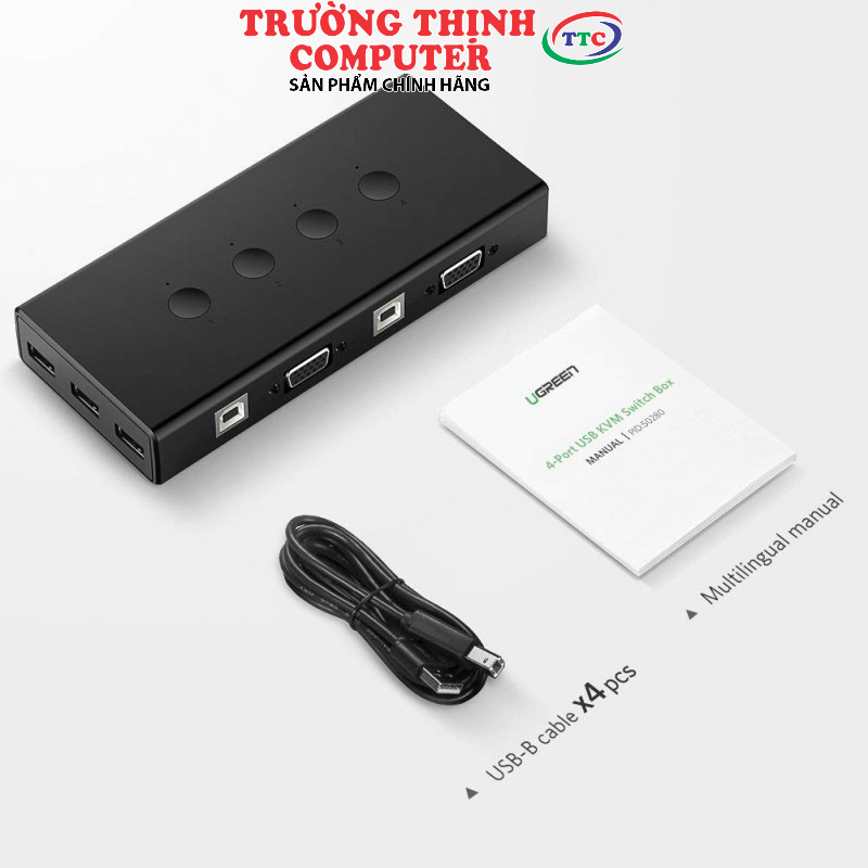Bộ KVM VGA SWITCH 4 IN 1 OUT CAO CẤP UGREEN 50280