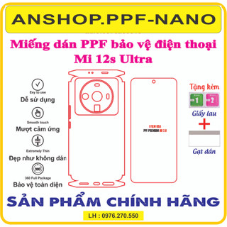 Miếng dán ppf bảo vệ điện thoại Xiaomi Mi12s ultra