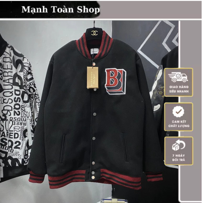 Áo Bomber Dạ BB.R Bản Dạ Hai Lớp Logo Thêu_Áo Bomber Nam Nữ Chất Đính Cúc Ti Tan