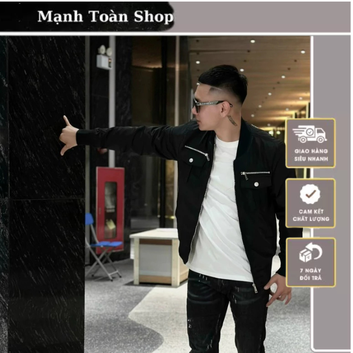 Áo Bomber Gió I Con Phối Khóa Trần Bông Dầy Dặn_Áo Gió Icon Chất Vải Gió Bóng Phối Cổ Bo Tàu Bản Scap