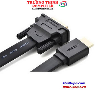 Cáp HDMI to DVI 24 1 mỏng dẹt dài 2M Chính hãng Ugreen 30106 Cao cấp