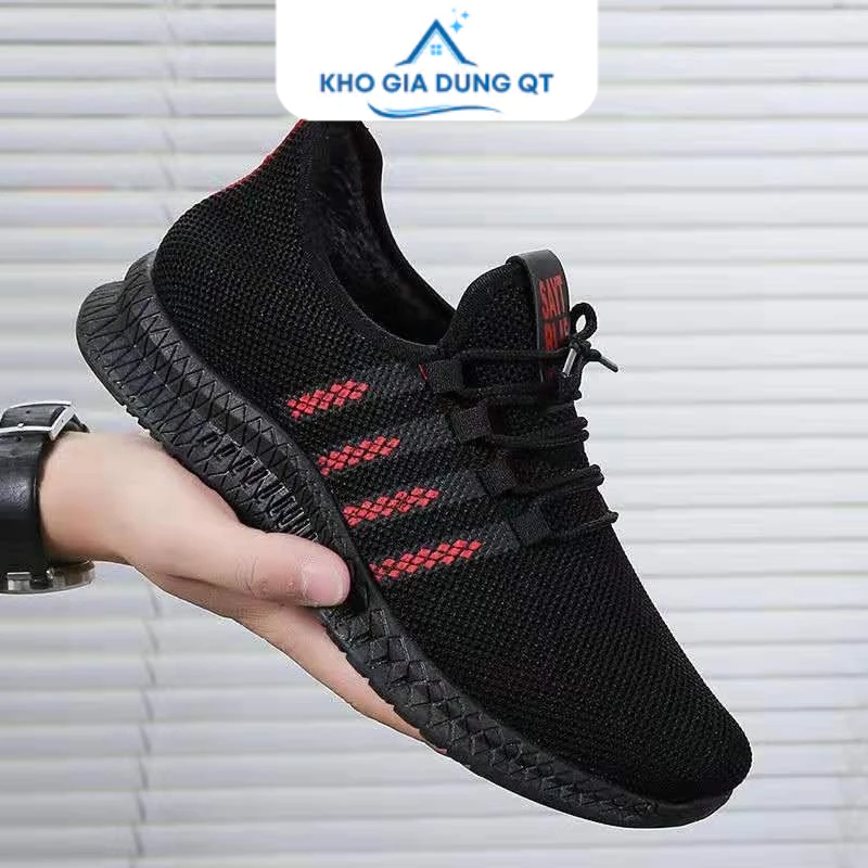 Giày Thể Thao SPORT Sọc Đỏ Trắng Chất Vải Thoáng Khí Đế Siêu Dẻo Siêu Êm Đi Làm Đi Chơi Thể Dục