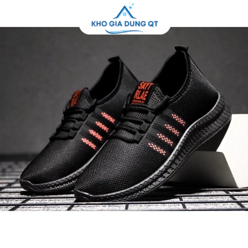 Giày Thể Thao SPORT Sọc Đỏ Trắng Chất Vải Thoáng Khí Đế Siêu Dẻo Siêu Êm Đi Làm Đi Chơi Thể Dục