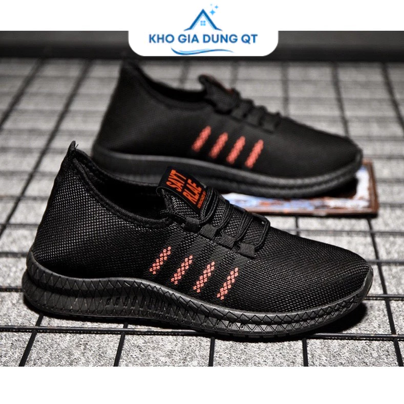 Giày Thể Thao SPORT Sọc Đỏ Trắng Chất Vải Thoáng Khí Đế Siêu Dẻo Siêu Êm Đi Làm Đi Chơi Thể Dục