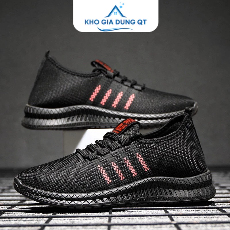 Giày Thể Thao SPORT Sọc Đỏ Trắng Chất Vải Thoáng Khí Đế Siêu Dẻo Siêu Êm Đi Làm Đi Chơi Thể Dục