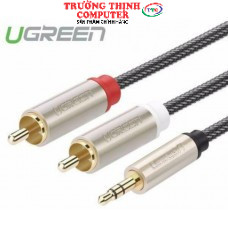 Dây loa 3.5 sang 2 đầu av hoa sen bọc lưới 1m ugreen 40841