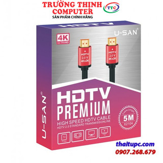 Cáp HDMI dài 5m U-SAN X2104 chuẩn 2.0 hỗ trợ Ethernet 3D 4K 60Mhz