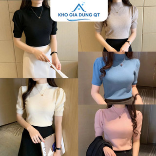 Áo len mịn cổ lọ tay bồng tay lỡ, hàng qc chất đẹp nhiều màu sắc