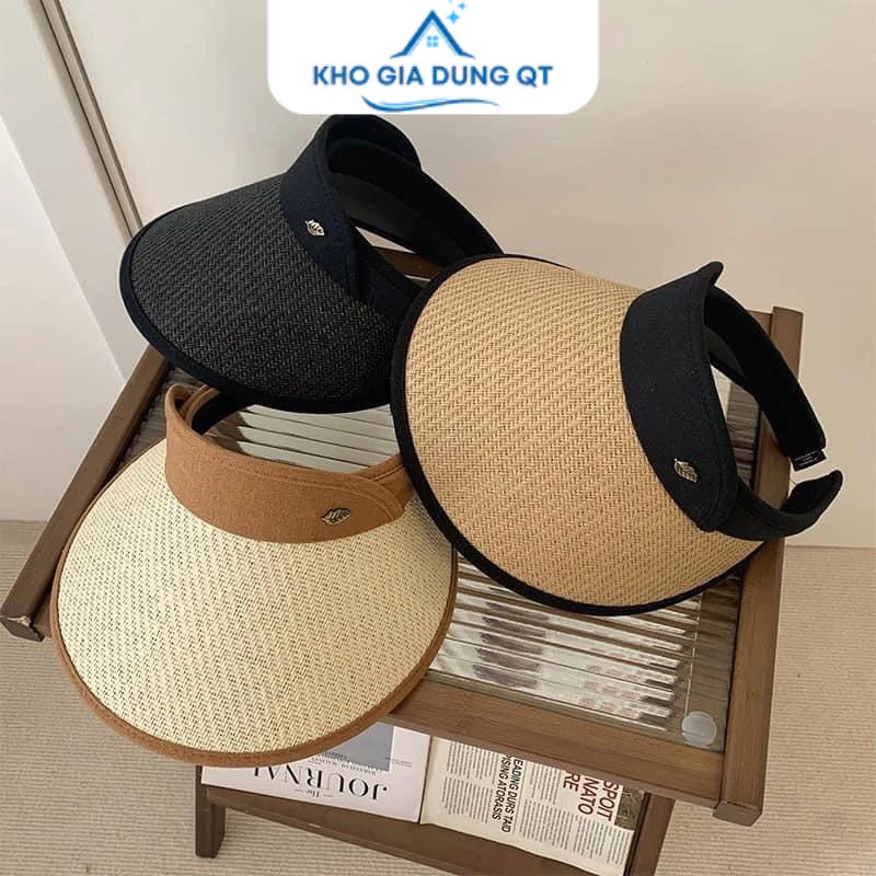 Mũ đi biển, Mũ lưỡi trai chống nắng,chống tia UV, Mũ hở đầu thời trang chất liệu polyester phối cói