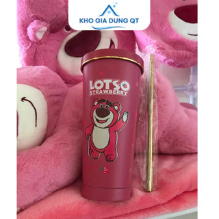 Ly giữ nhiệt 750ml gấu dâu lotso- tặng ống hút inox + chổi ống hút