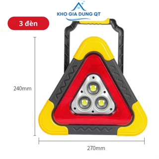 Đèn Tam Giác Size Lớn, Đèn LED Cảnh Báo Dừng Đỗ Xe ÔTô Khẩn Cấp (3 LED Trung Tâm) Sạc NL Mặt Trời, USB [HàngCaoCấp L1]