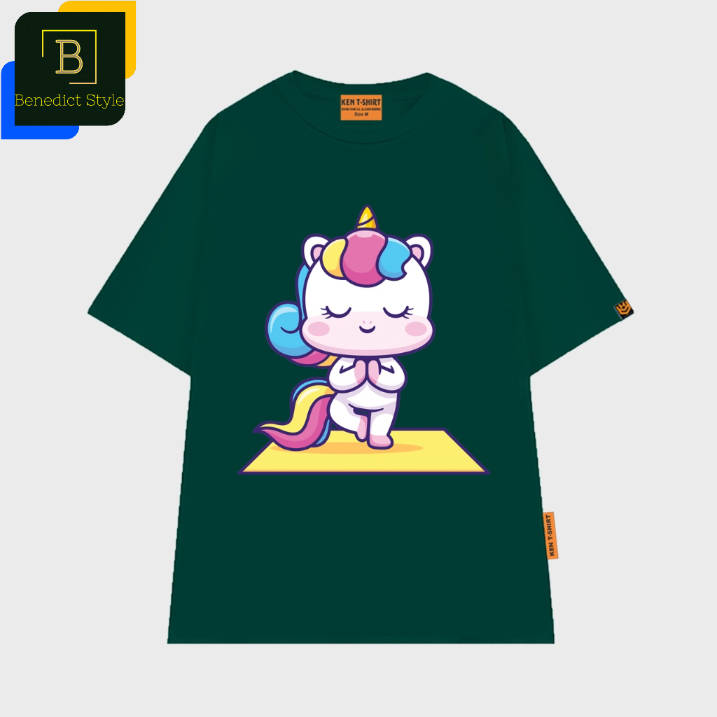 Áo thun tay lỡ unisex in hình baby Unicorn làm tư thế Tree pose dễ thương Yoga shirt BND625