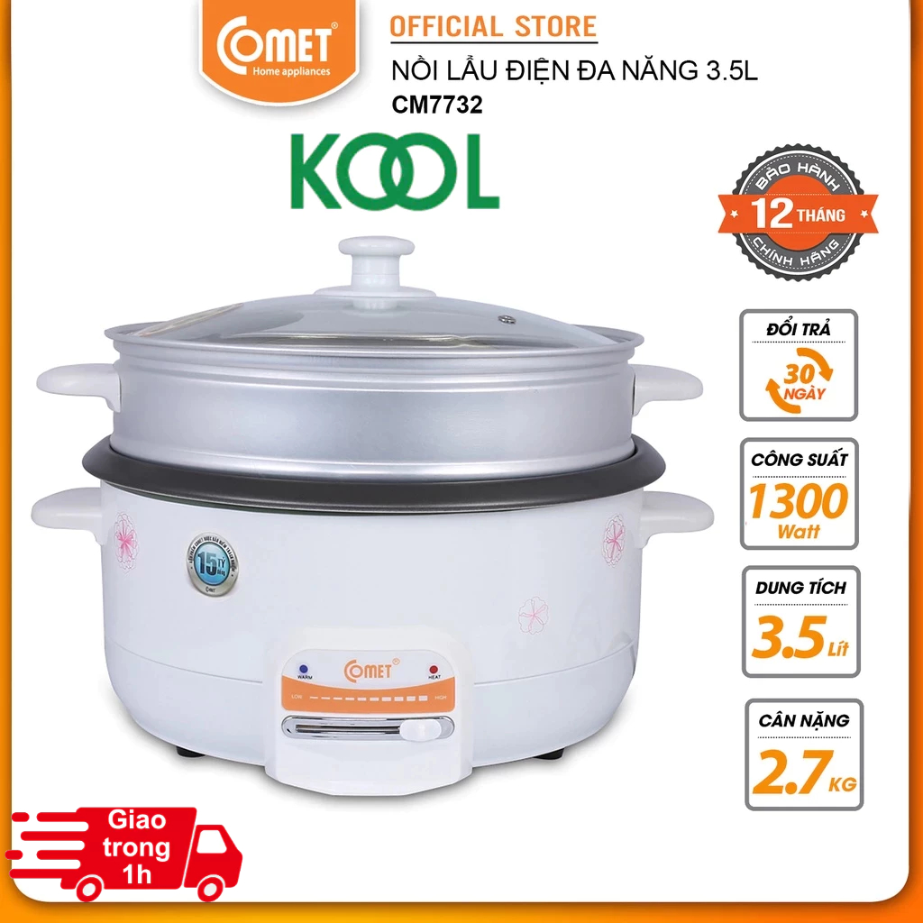 Nồi lẩu điện đa năng 3.5L Comet CM7732 ( hoả tốc TPHCM )