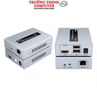 Bộ khuếch đại HDMI qua LAN 100m + USB KVM Dtech DT-7054A