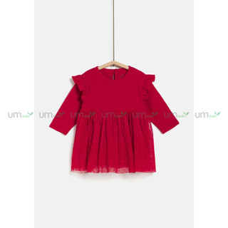 Đầm bé gái dài tay màu đỏ 6 tháng - 4 tuổi TEX váy voan cho bé gái đầm giáng sinh noel cho bé gái váy đầm bé gái xuất dư