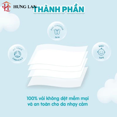 Khăn khô đa năng Ecobi túi 90 tờ & 270 tờ an toàn cho trẻ sơ sinh dùng thay khăn sữa