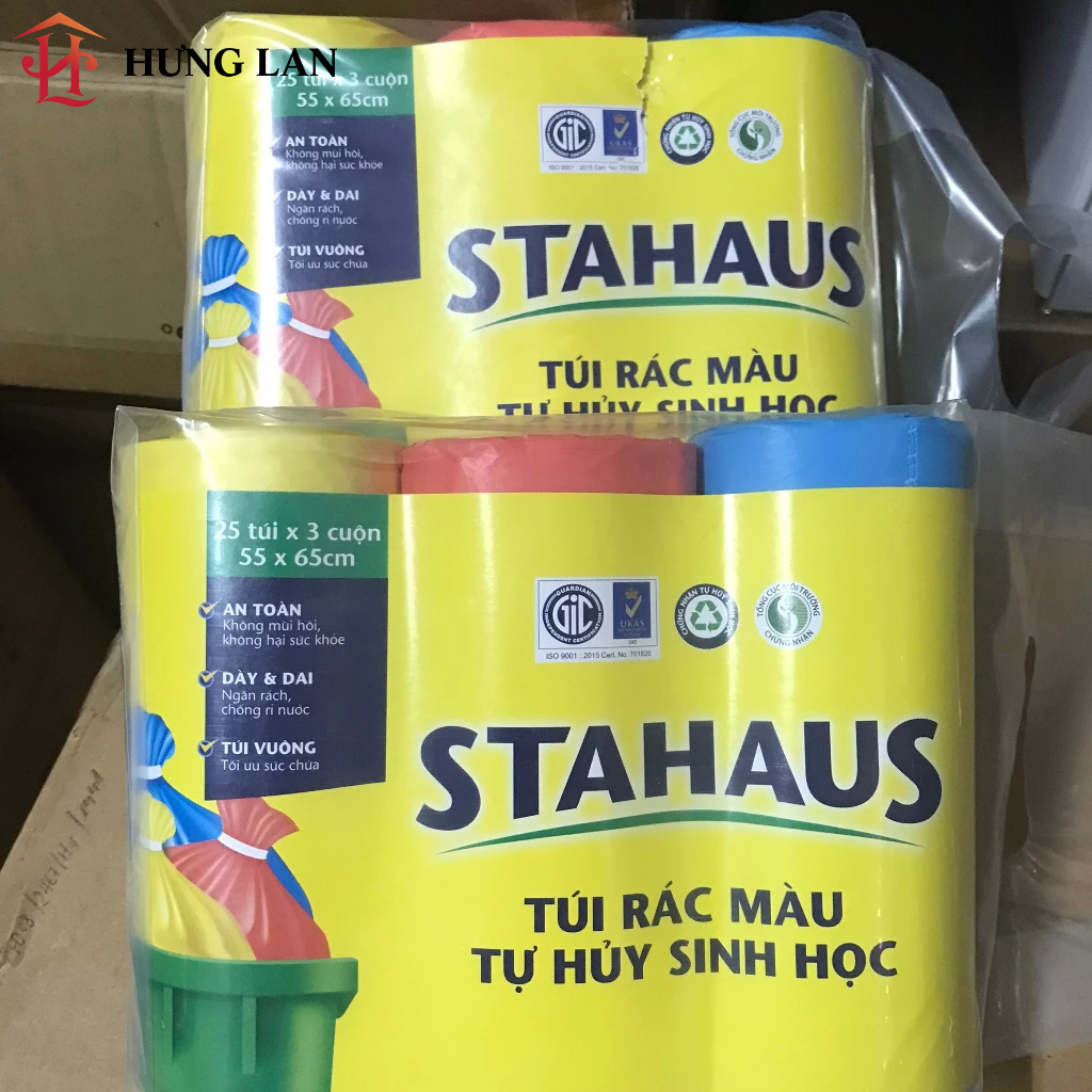 Combo 3 Cuộn TÚI ĐỰNG RÁC TỰ HỦY SINH HỌC - OPEC Stavian PLASTIC - (ĐEN/MÀU) 55×65/65×78/45×55